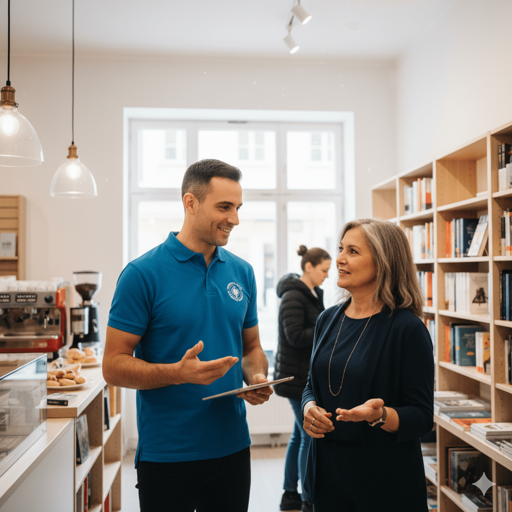 Aide entreprises sinistrées - Représentant CIRARCP-ONU et une commerçante.